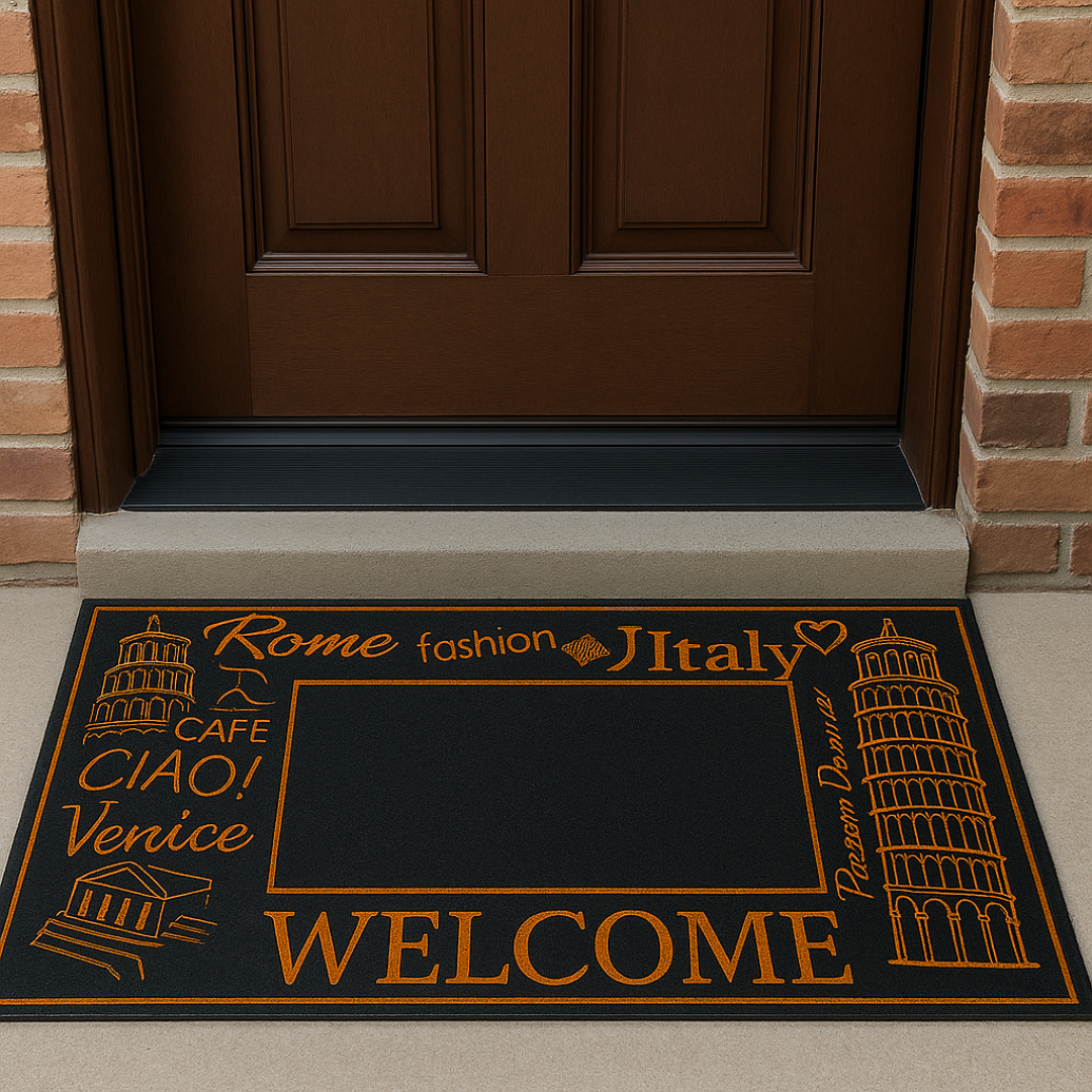 ROME FASHION WELCOME WITH CARPET INSIDE RUBBER DOOR MATS