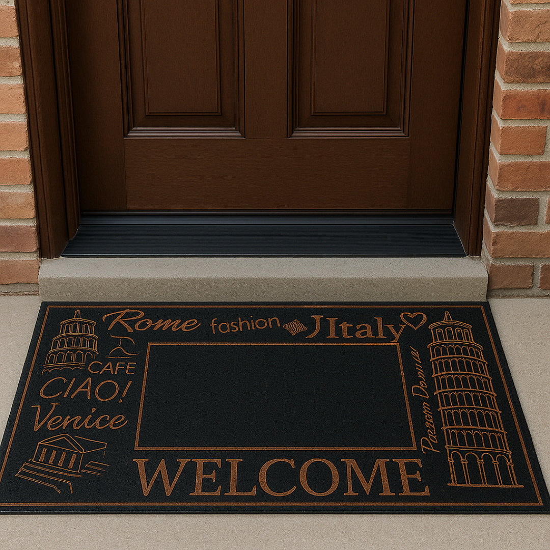 ROME FASHION WELCOME WITH CARPET INSIDE RUBBER DOOR MATS