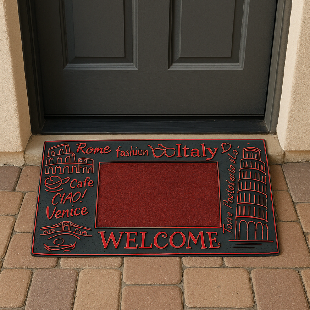 ROME FASHION WELCOME WITH CARPET INSIDE RUBBER DOOR MATS