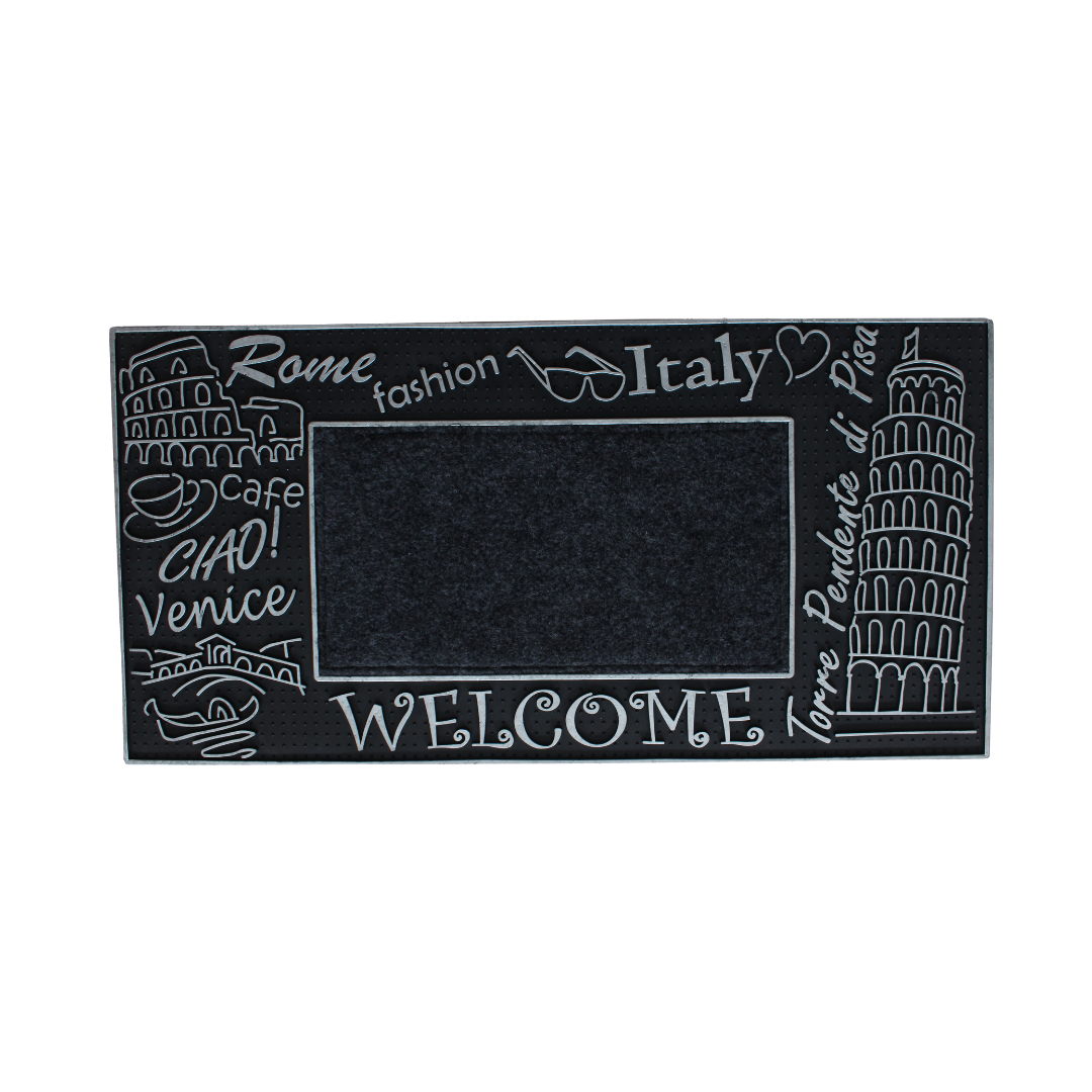 ROME FASHION WELCOME WITH CARPET INSIDE RUBBER DOOR MATS