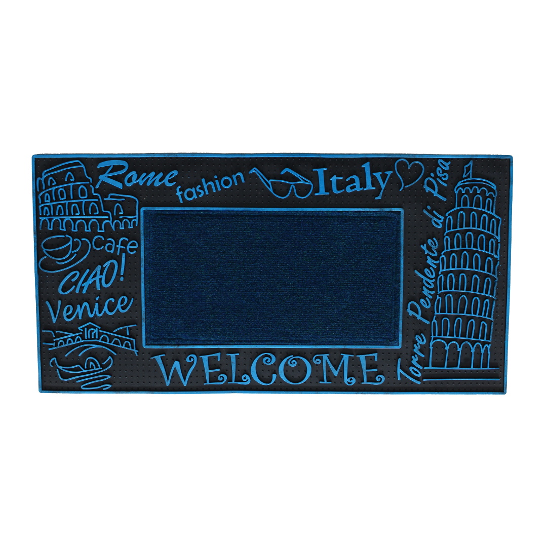 ROME FASHION WELCOME WITH CARPET INSIDE RUBBER DOOR MATS